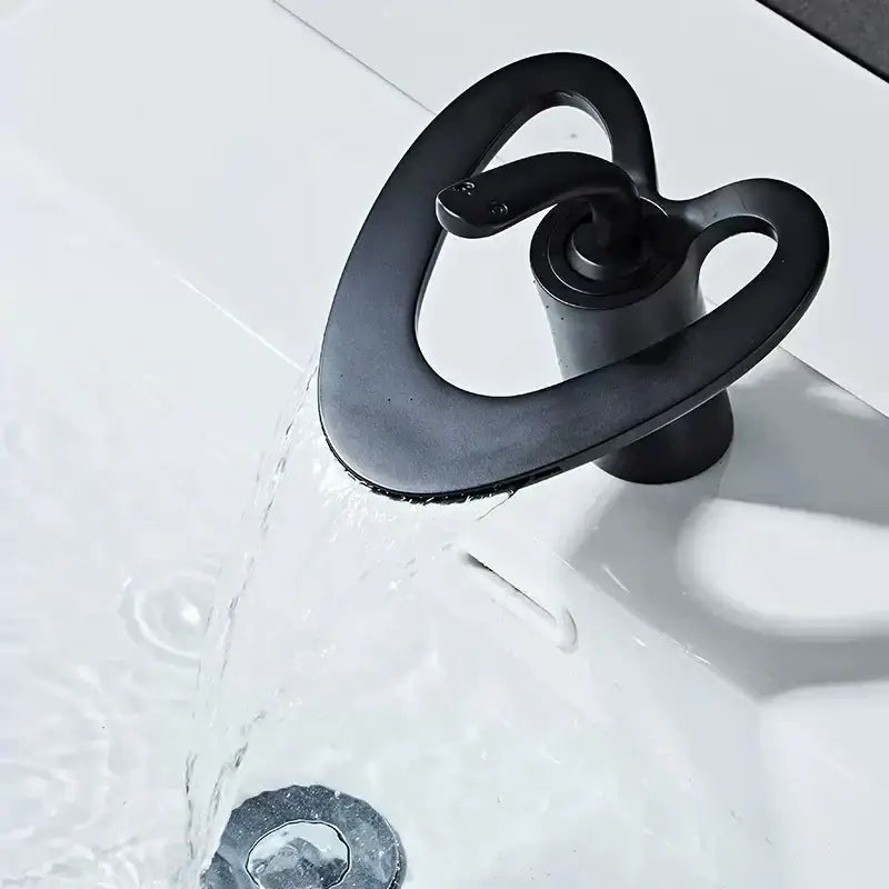 Modern white & gold waterfall basin faucet bathroom sink mixer tap