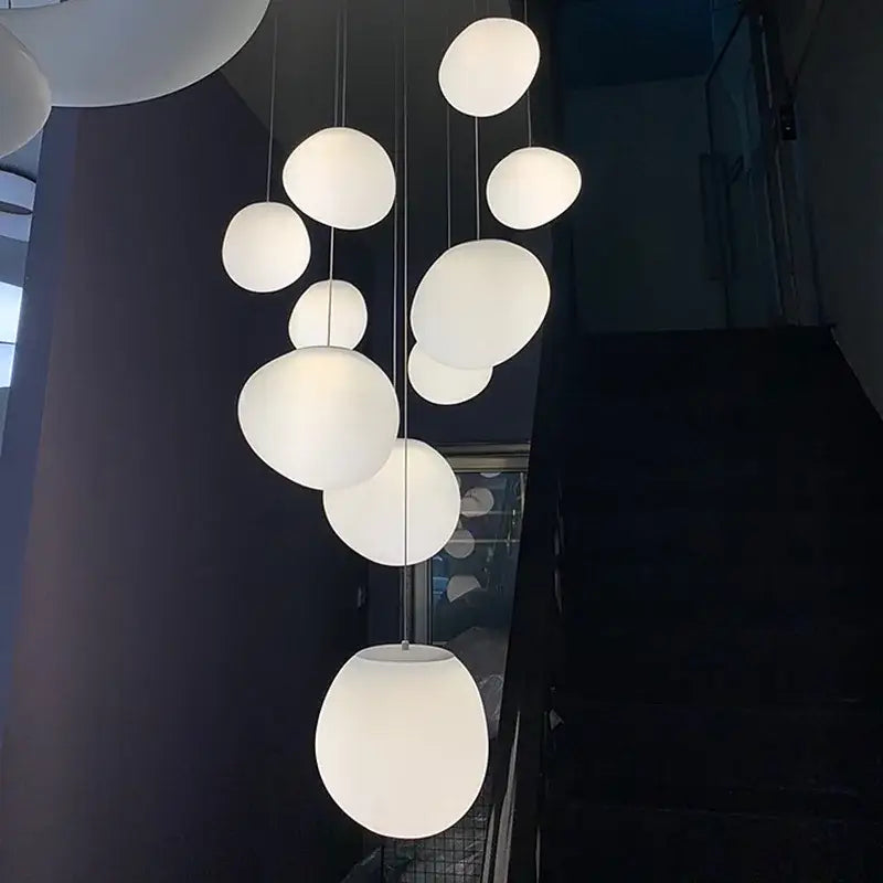 Modern white gregg glass suspension pendant light – villa staircase