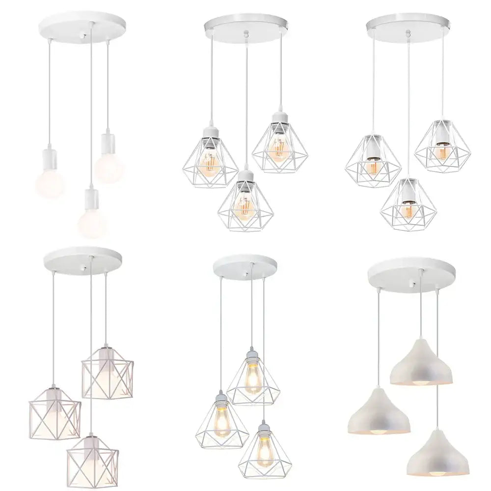 Modern white iron cage pendant lights for kitchen and living room