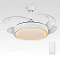 Modern white led ceiling fan living room curved blade design