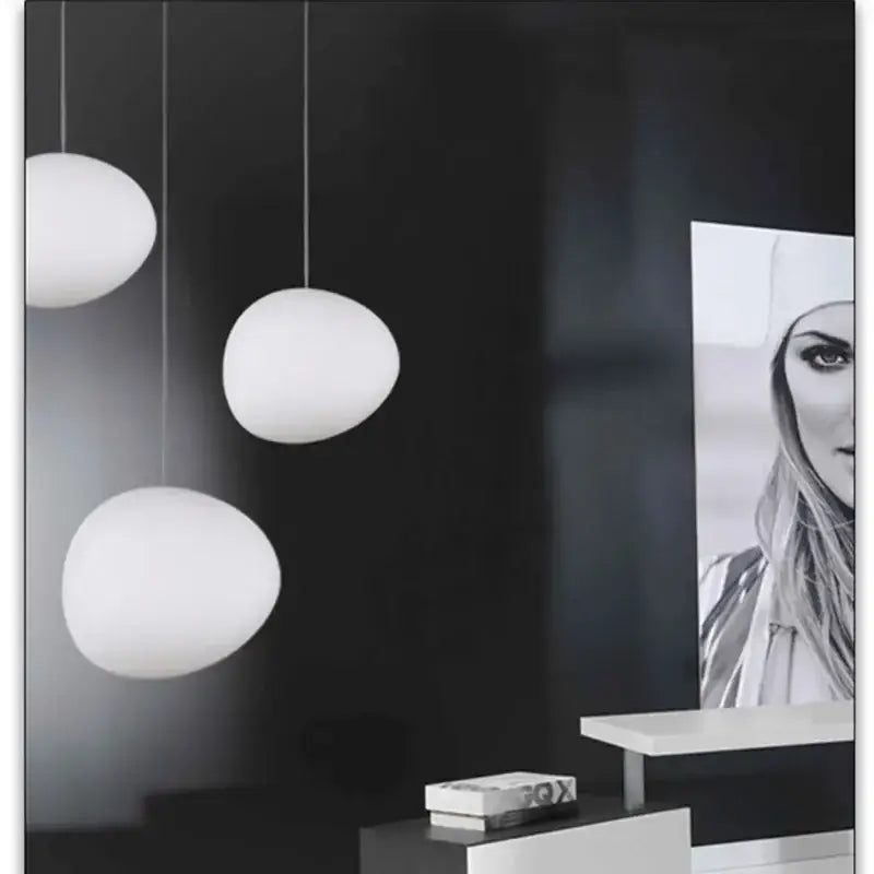 Modern white matte glass pendant lights for living room