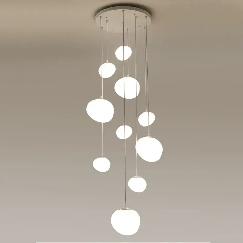 Modern white minimalist spherical pendant lights for villa staircase