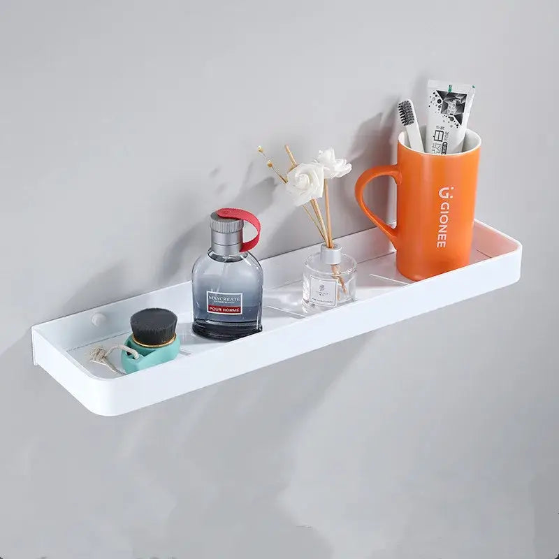Modern white plastic corner shelf with towel bar kitchen storage