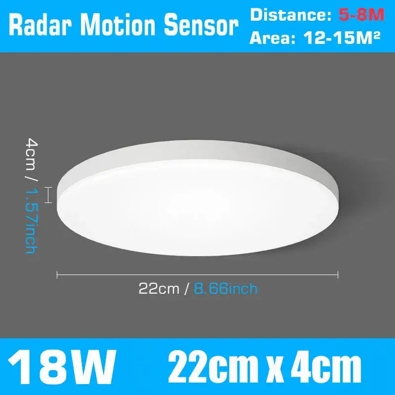 Modern white radar motion sensor ceiling lamp for hallways