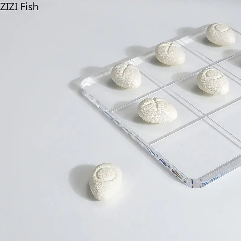 Modern white resin pieces acrylic tic-tac-toe set living room decor