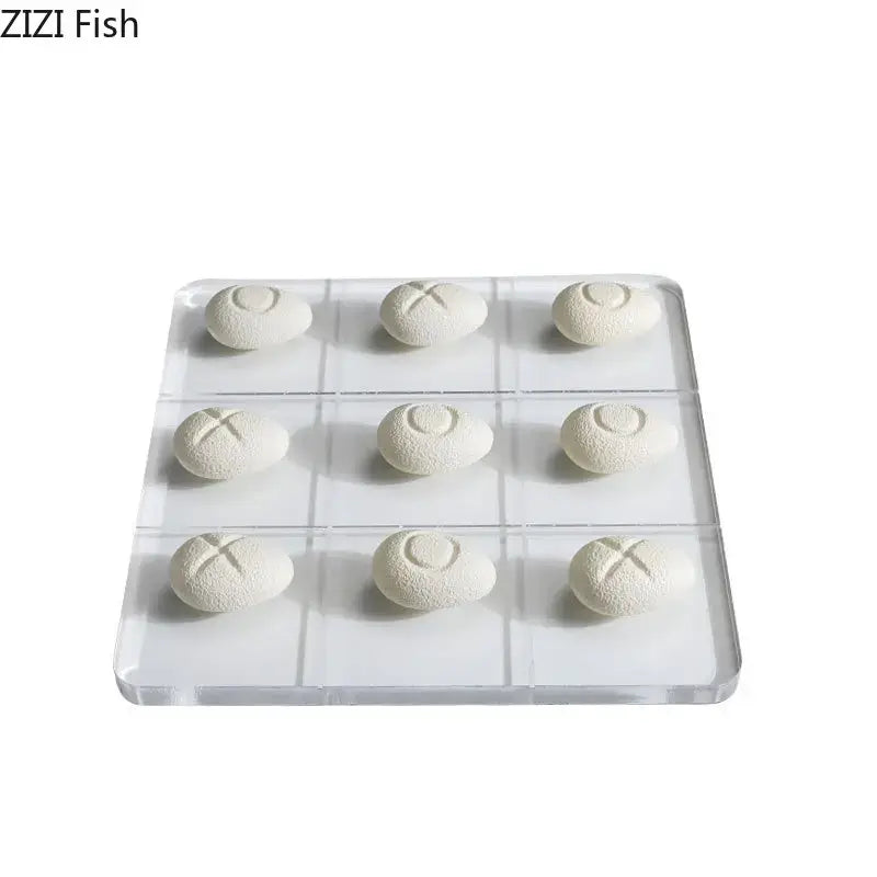Modern white resin pieces acrylic tic-tac-toe set living room decor