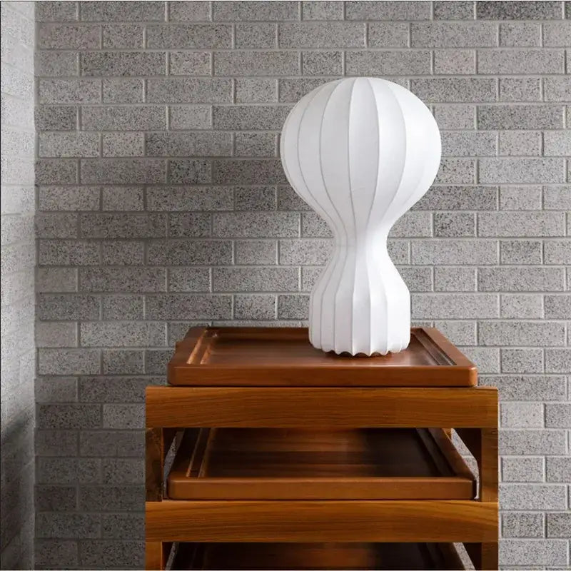 Modern white ribbed silk table lamp bedroom art light