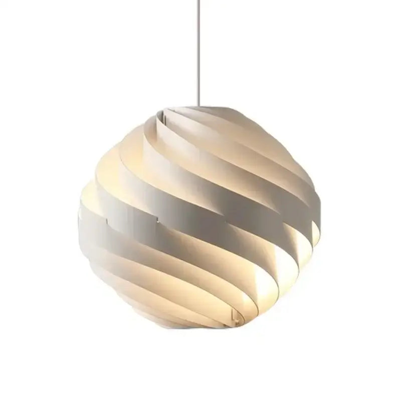 Modern white swirling spherical pendant light for dining room
