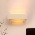 Modern white tiered rectangle wall lamp for bedroom