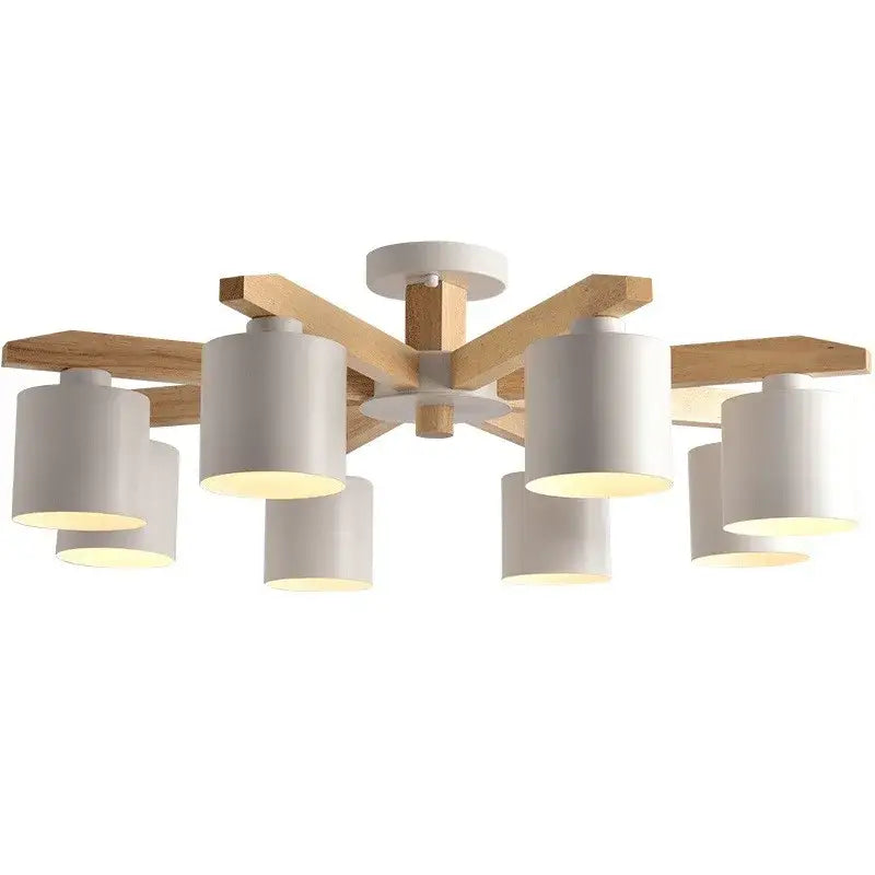 Modern white wood chandelier – kitchen island lighting fixture