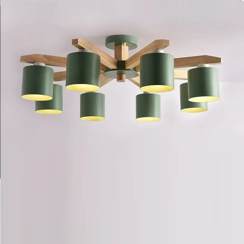 Modern white wood chandelier – kitchen island lighting fixture