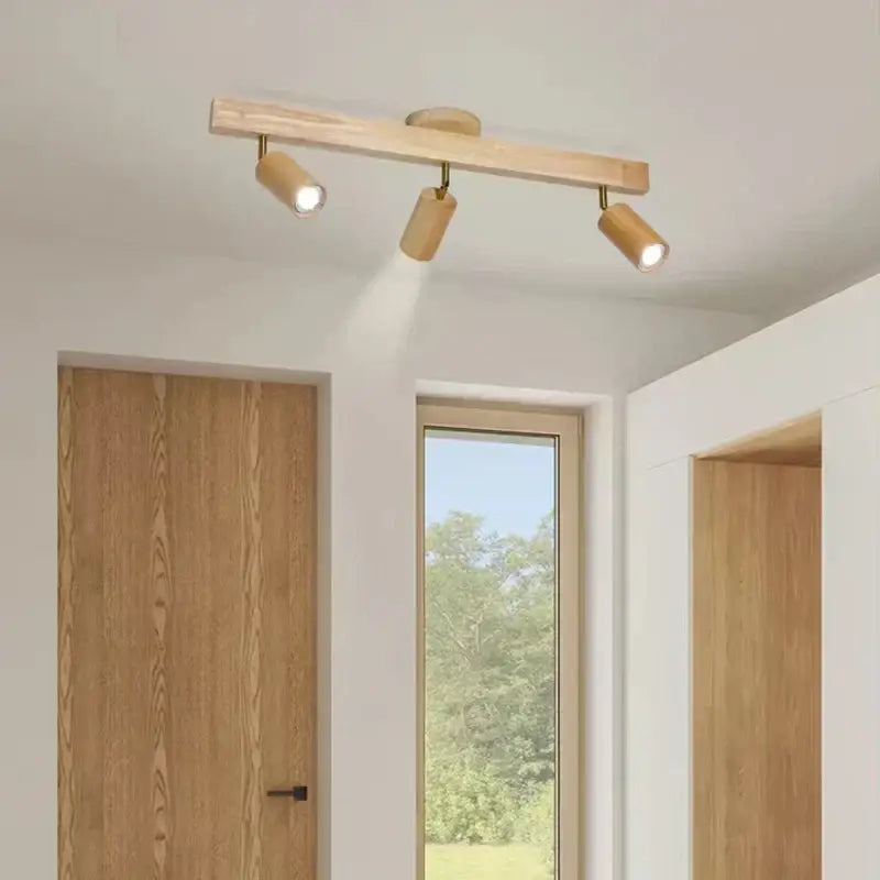 Modern wood 4-light led ceiling lamp kitchen track lighting