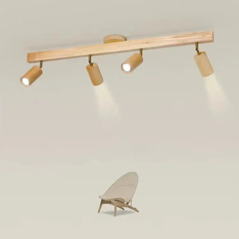 Modern wood 4-light led ceiling lamp kitchen track lighting