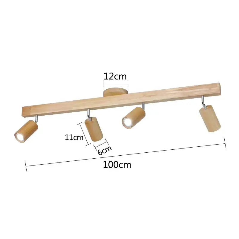 Modern wood 4-light led ceiling lamp kitchen track lighting