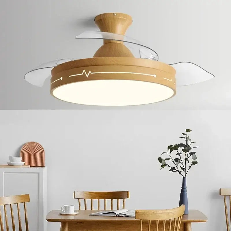 Modern wood and acrylic ceiling fan light bedroom fixture