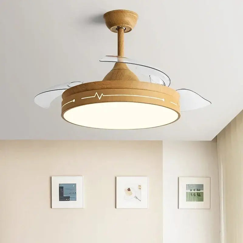 Modern wood and acrylic ceiling fan light bedroom fixture