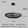 Modern wood and black double circular led chandelier dining room