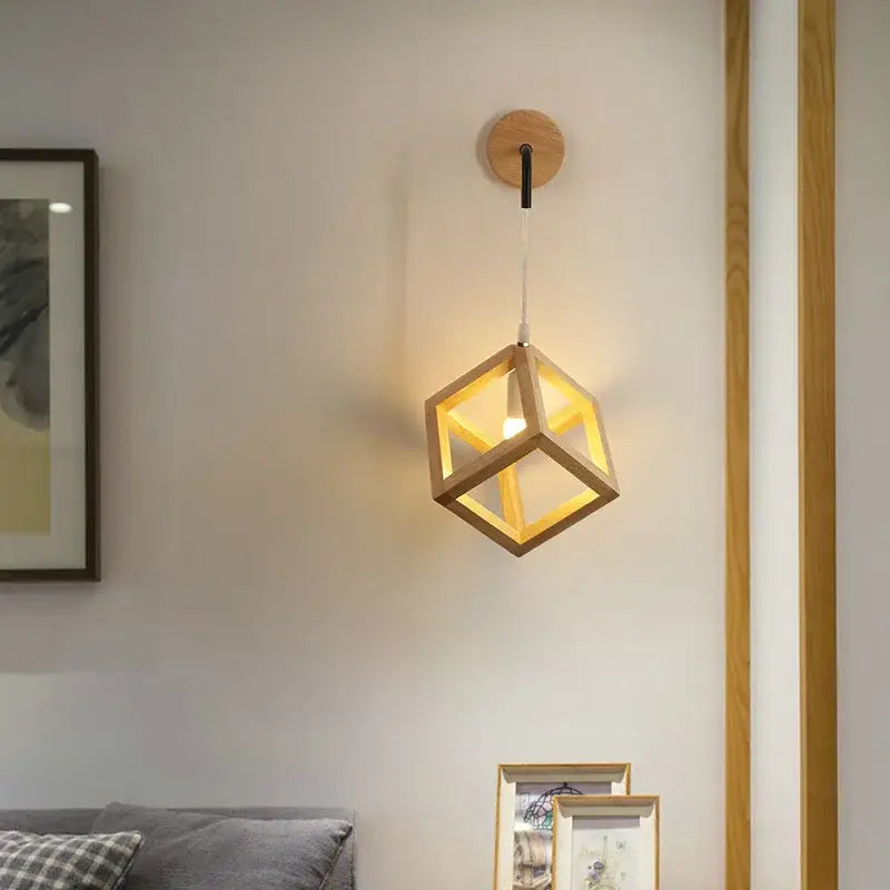 Modern wood cube led wall lights bedroom sconce