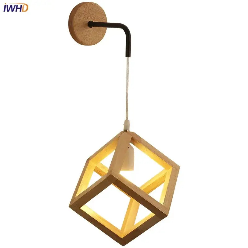 Modern wood cube led wall lights bedroom sconce