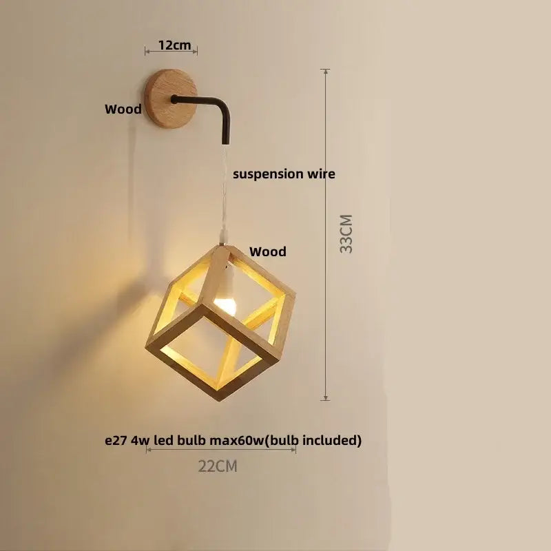 Modern wood cube led wall lights bedroom sconce