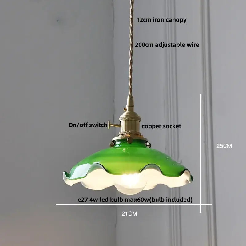 Modern yellow conical pendant light with copper knob for kitchens