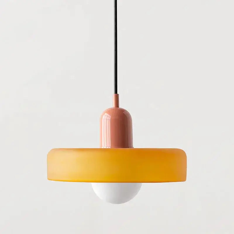 Modern yellow & olive green glass chandelier pendant light bedroom