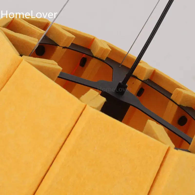 Modern yellow pleated fabric felt pendant light dining room