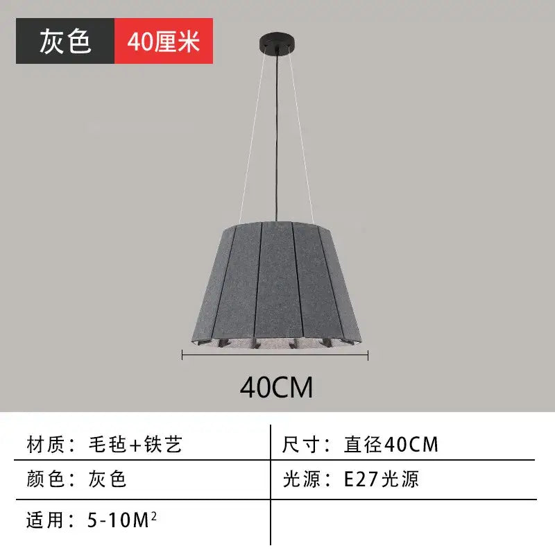 Modern yellow pleated fabric felt pendant light dining room