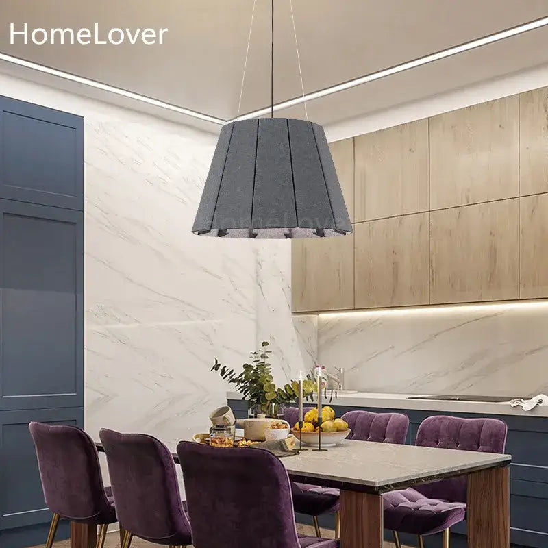 Modern yellow pleated fabric felt pendant light dining room