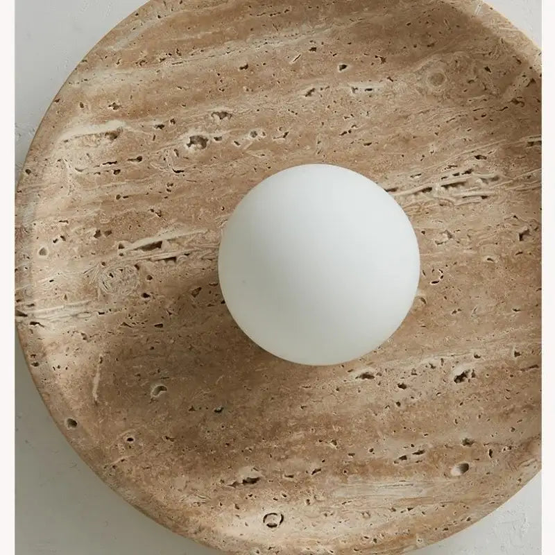 Modern yellow travertine glass ball led ceiling light dining room