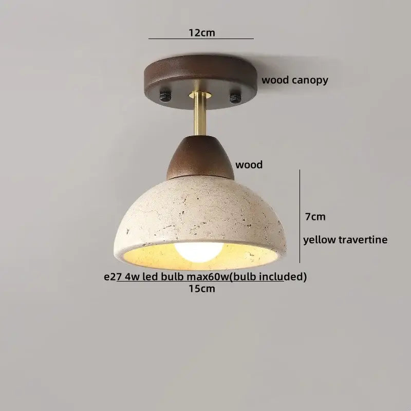 Modern yellow travertine glass ball led ceiling light dining room