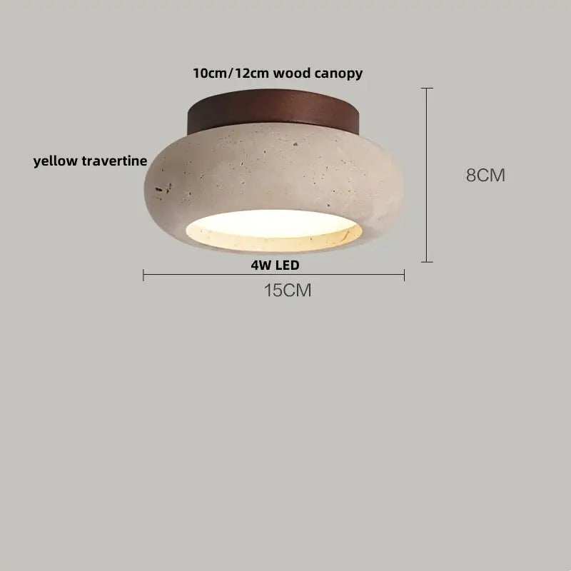 Modern yellow travertine led wood ceiling light for dining room