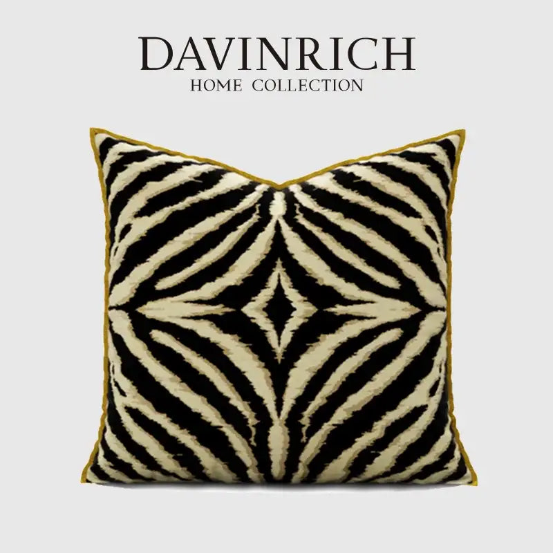 Modern zebra pattern black & cream pillow cover living room decor
