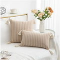 Modern zigzag jacquard woven cushion cover set living room tassels