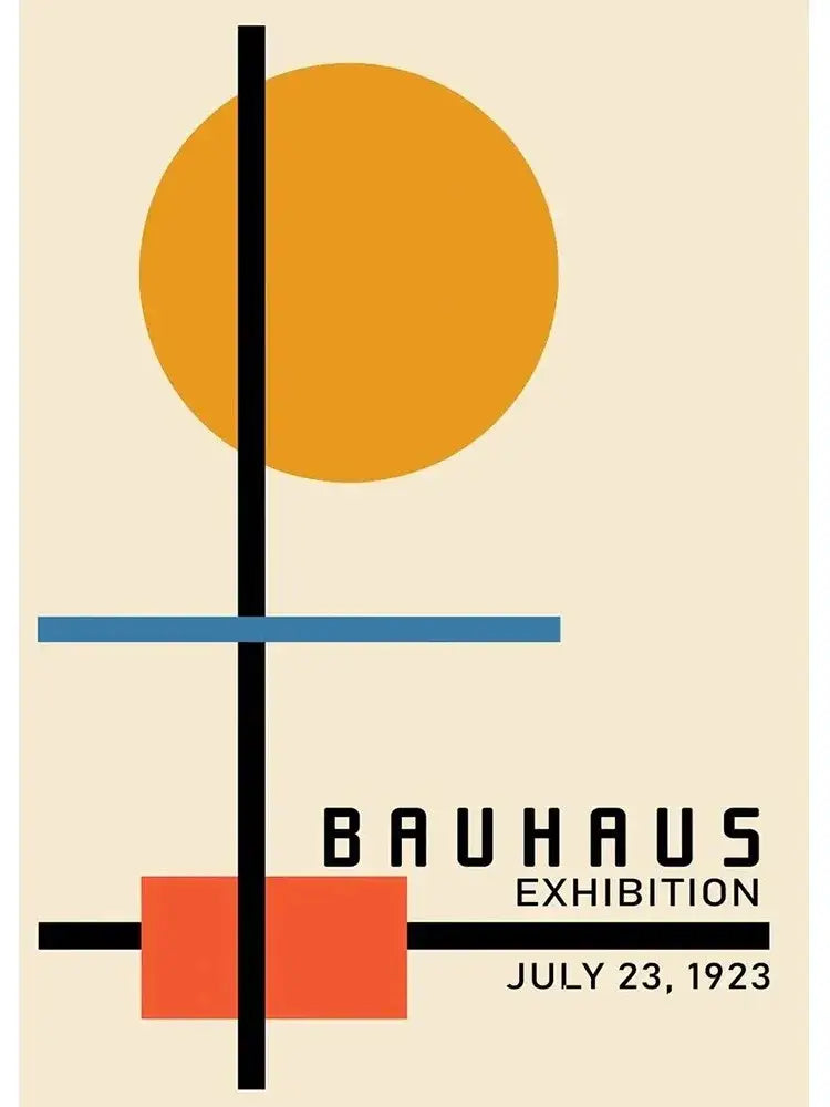 Bauhaus geometric orange & blue vintage minimalist canvas print living room art