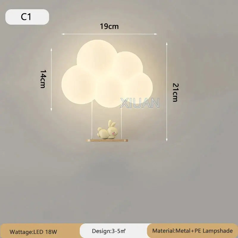 Monkey decorbites cloud cartoon wall lamp for nursery bedroom