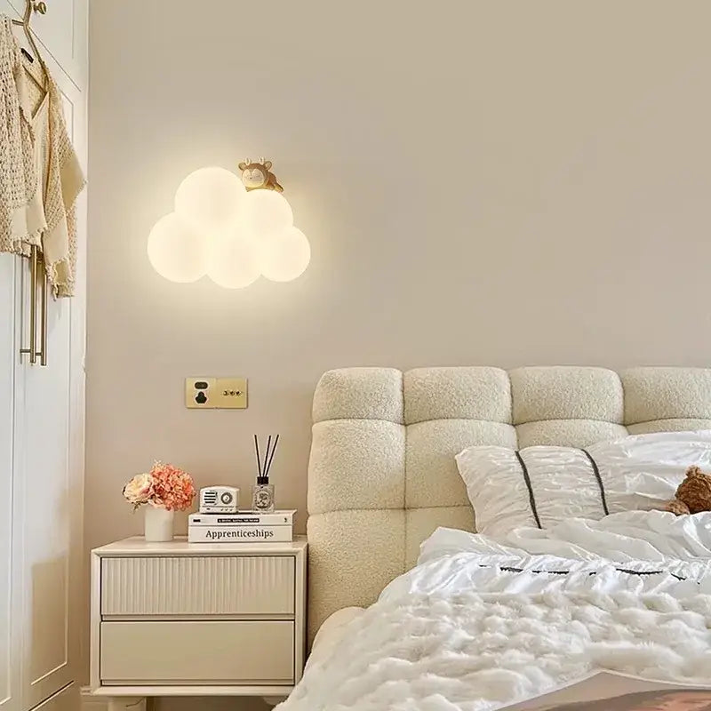 Monkey decorbites cloud cartoon wall lamp for nursery bedroom