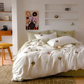 Mushroom embroidered cashmere winter duvet set bedroom bedding