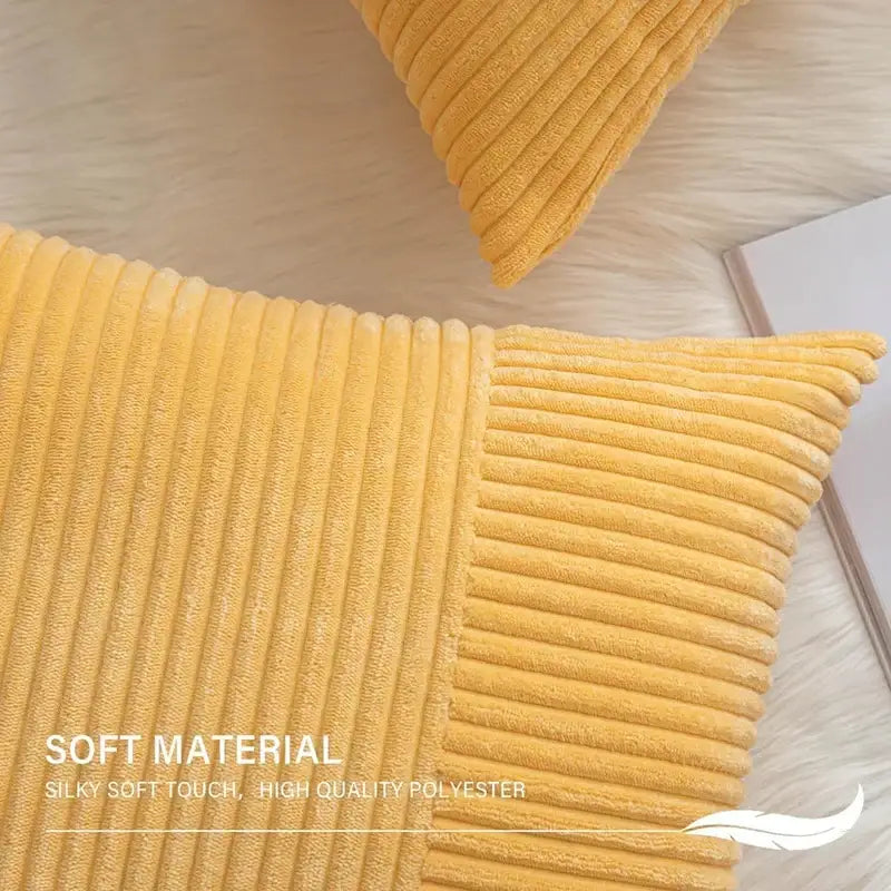 Mustard yellow decorbites corduroy striped pillow covers living room