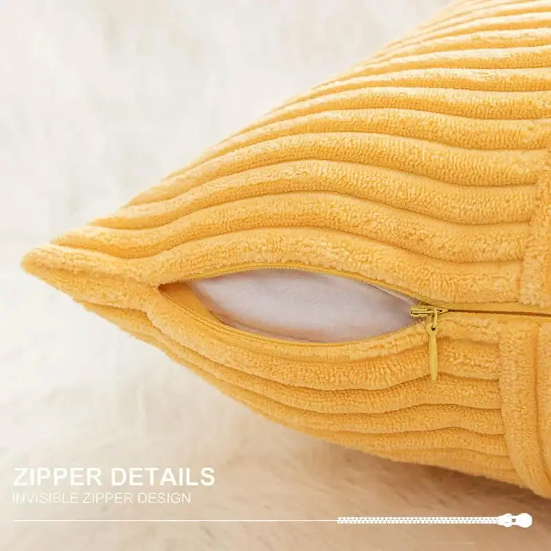 Mustard yellow decorbites corduroy striped pillow covers living room