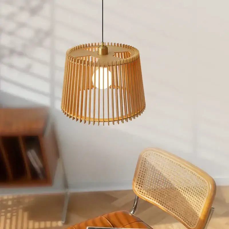 Natural bamboo birdcage chandelier pendant lamp for living room