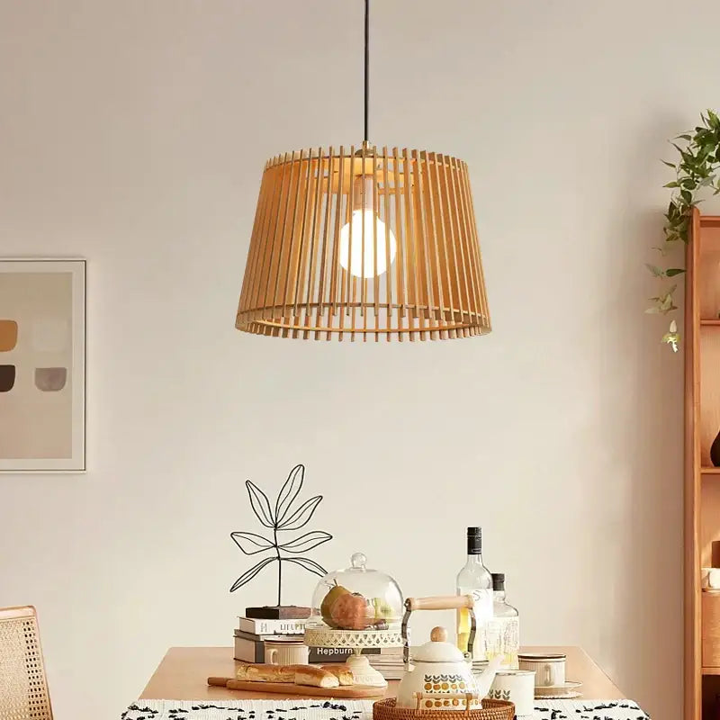 Natural bamboo birdcage chandelier pendant lamp for living room