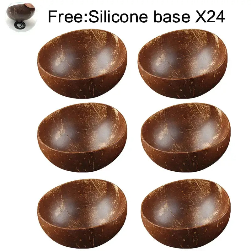 Natural dark brown coconut bowl set kitchen handcrafted tableware