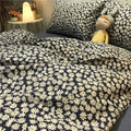 Navy blue and white daisy cartoon printed bedding set bedroom