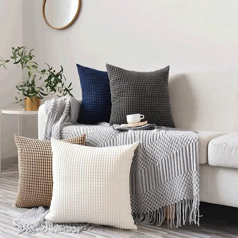 Navy & charcoal corduroy corn grain cushion cover living room set