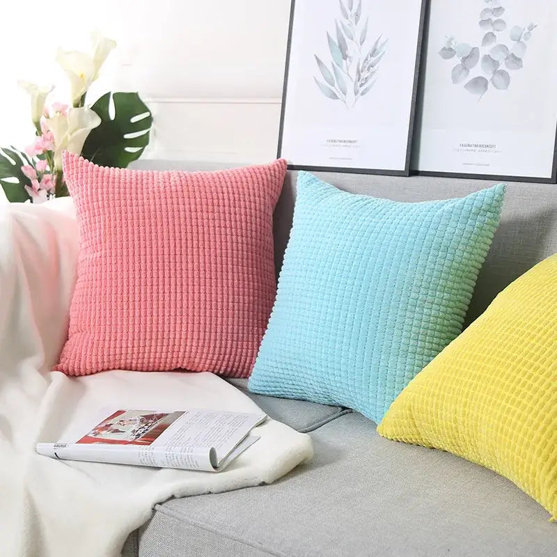 Navy & charcoal corduroy corn grain cushion cover living room set