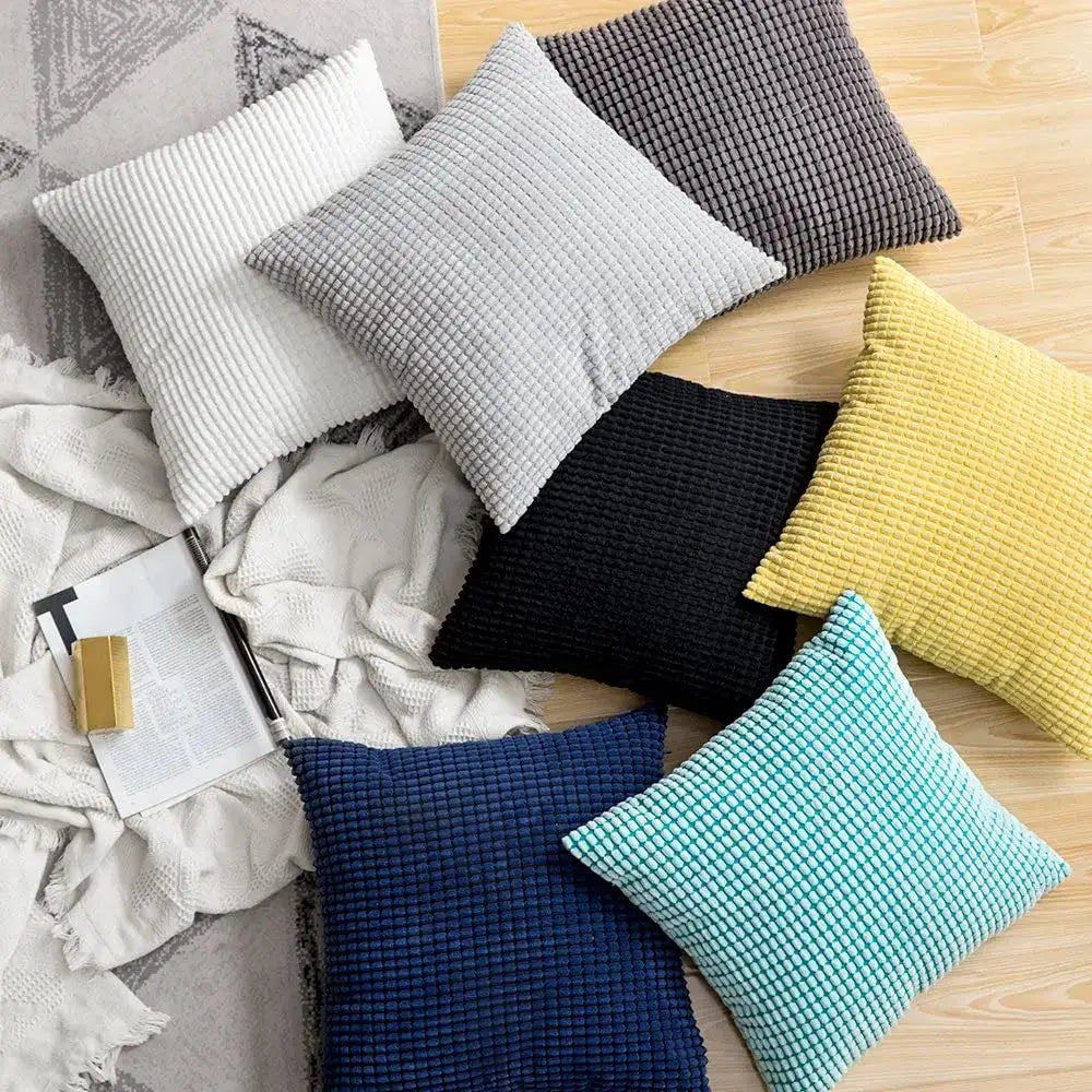 Navy & charcoal corduroy corn grain cushion cover living room set