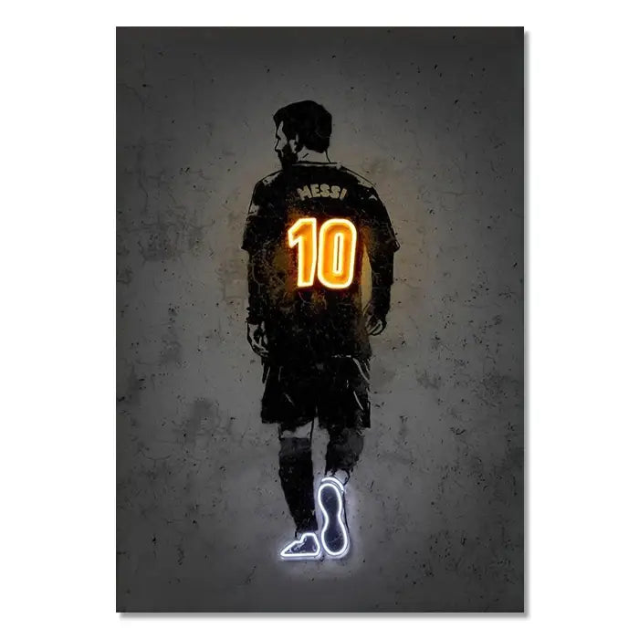 Modern neon soccer player wall art poster bedroom decor