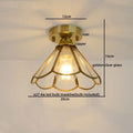 Nordic amber & teal stained glass copper led ceiling light bedroom