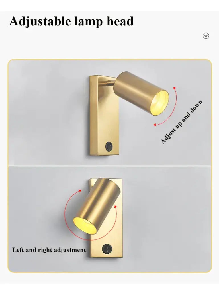 Nordic black brass wall sconce – bedroom cylinder spotlight